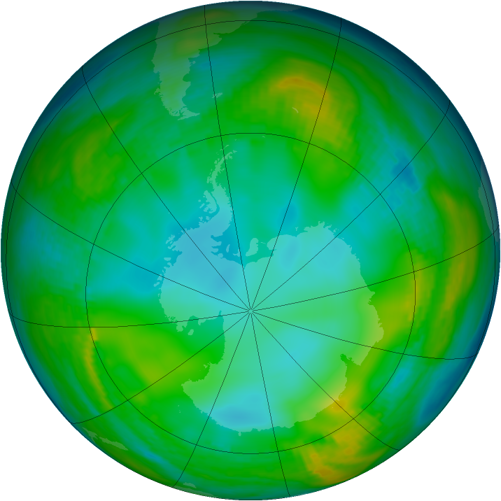 Antarctic ozone map for 06 June 1981